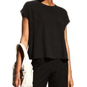 Eileen Fisher Crewneck Silk Georgette Crepe Top